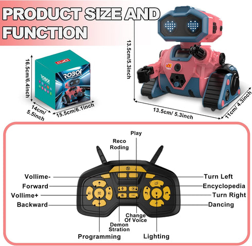 BYTEWAR Robot Toys for Boys Girls, Rechargeable RC Robot with GestureSensing,Auto-Demonstration, Fun Gift