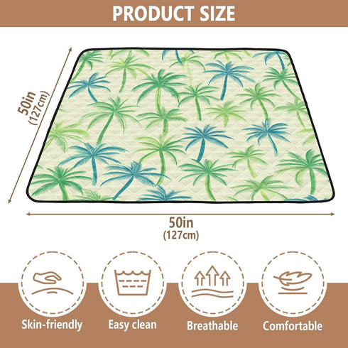 EtherSpher Summer Cozy 50'' 50''alfombra Green Palm Trees Soft Thick Baby Floor Play mat for Indoor Outdoor Breathable
