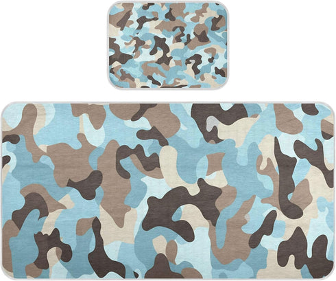 SyXIOP Camouflage Blue Cooling Baby Crib Mattress Cover 28" x 52" Absorbent Mattress