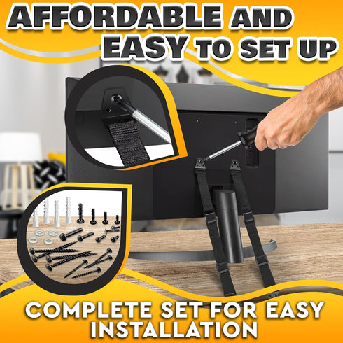 Setup 330 lbs, 19"-39" TV Safety Straps for Furniture Anchoring - Anti-Tip TV Straps Safety for Flat Screen, Easy