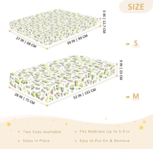 miaozhen 1 Pack 52x28 Cotton Baby Crib Sheets for Boys Girls Soft Breathable Cool Cars Rainbow and White Toddler