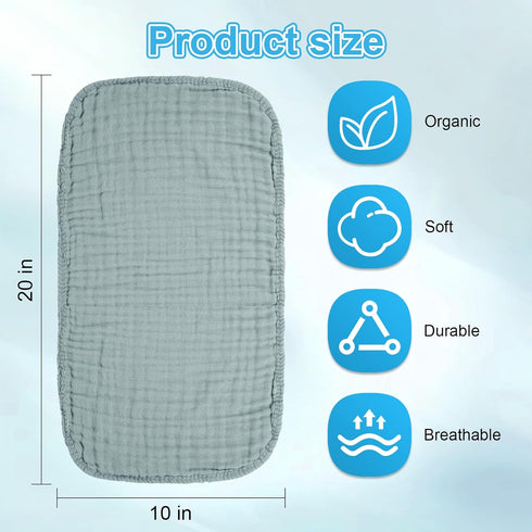 NUEUAP 20X10 Inches,Easy 10-piece Set) Muslin Burp Cloths, Soft, Breathable, Skin-Friendly and Non-irritating.Baby