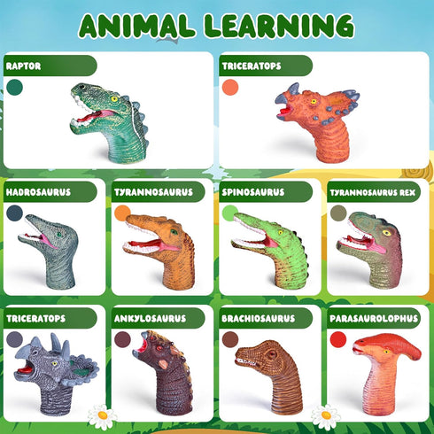 Fun Little Toys 10 Pcs Dinosaur Head Finger Puppets, Best Choice for Party Favors and Goodie Bag Fillers