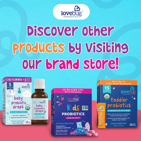 Lovebug Award Winning USDA Organic Probiotic for Babies | Multi-Strain 4 Billion CFU | Easy-to-Take Powder | 60 Packets