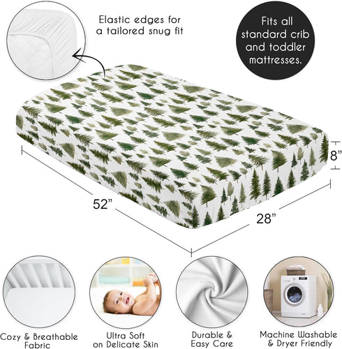 Sweet Jojo Designs Fitted Baby Crib Sheets (Green Woodland Tree) for Boys or Girls, Infant Nursery, Toddler Room