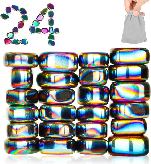 24pcs Rainbow Large Fridge Magnets - Irregular Polished Magnetic Stones for Home Kitchen Refrigerator Decorations