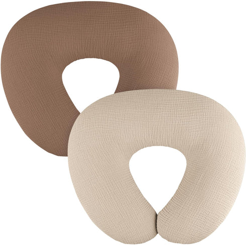 MairMore 2-Pack Muslin Nursing Pillow Covers, Breathable 100% Cotton Breastfeeding Pillow Slipcovers