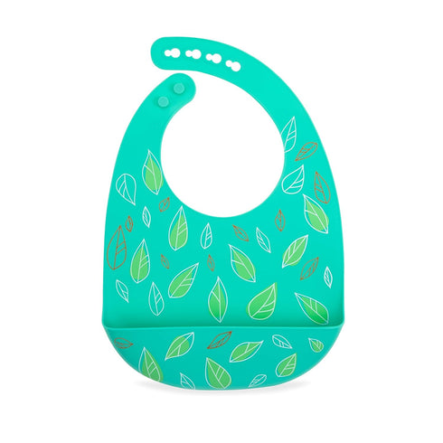Nuby 2 Pack Adjustable Easy Clean Soft Silicone Bibs with Scoop, Sloth & Leaves