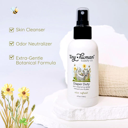 Diaper Duty 4oz Wash, Gentle Cleansing Spray for Cloth Diapers, Orange Blossom & Aloe, Calming & Soothing (1 Pack)
