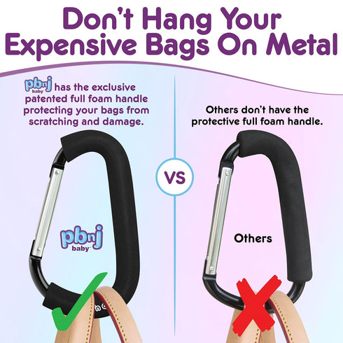 Stroller Hooks for Hanging Diaper Bags, Mommy Stroller Clip and Organizer Hook - Large Carabiner Clips