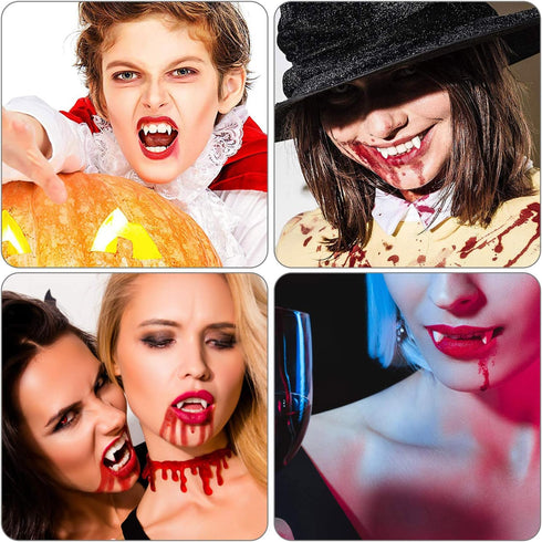 Set 8 4 BBTO of Vampire Teeth Size Halloween Cosplay Fangs Fake Teeth with Tooth Pellets Adhesive Installation Tools
