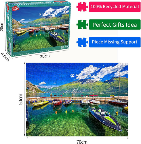 Jigsaw Puzzles for Adults 1000 Piece Puzzle for Adults 1000 Pieces Puzzle 1000 Pieces-Lake Garda Famous Scenery