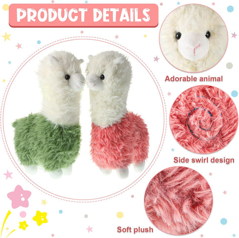 2 Pieces Llama Stuffed Animal 10 Inches Cute Llama Alpaca Plush Toy Gifts for Girls Boys Birthday Home Wedding Christmas Party Decorations(Green, Pink)