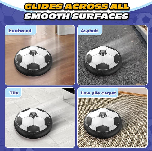 Hover Soccer Ball with LED Light - Boys Toys Gifts for Ages 3-8, Indoor Outdoor Game for Kids, Air Power Soccer Ball