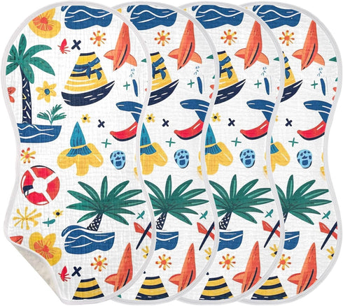 PaChyLuu 1 Pack 22 11 Inch Cute Cartoon Beach Theme Muslin Burp Cloths Cotton Absorbent Baby Burping Rags for Boys