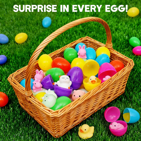 Kiddokids 50 Easter Eggs Prefilled Mochi Squishy, Stress Relief Squishies Toys for Easter Theme Party Favor, Easter
