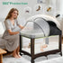 WANRU Pack 2-Way N Play Tent Cover & Bassinet Canopy - Half-Blackout Breathable Mosquito Net with Zipper for Bassinet