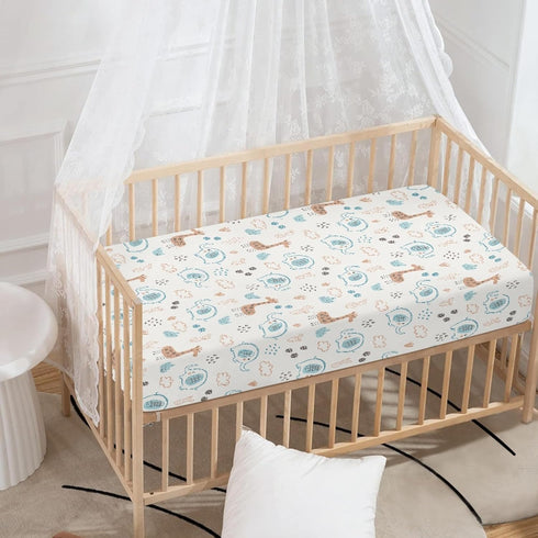 Streeyiu 52x28x8 Giraffe Baby Crib Sheets for Boys Girls Elephant Fitted Crib Sheet for Standard Crib and Toddler