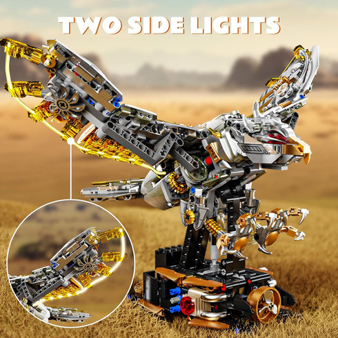 CSNRHG Set 3D Mechanical Eagle Building Block Poseable Model with Articulated Wings & Talons STEM Toy for Kids & Adults