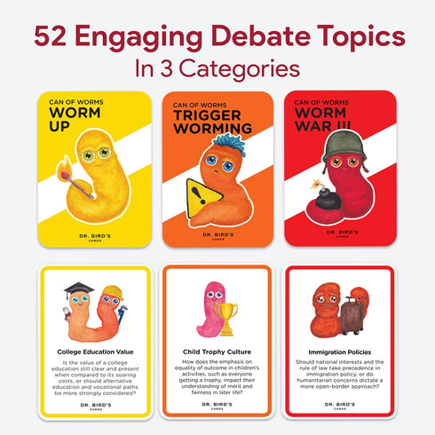 Dr. Bird's Cards - Can of Worms: The Ultimate Debate Card Game for Adults - Fun and Educational Gift