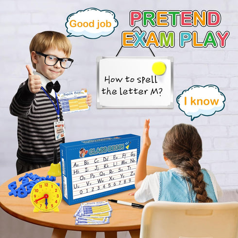 Set 5 6 7 8 9 10 11 12 Alritz Pretend Play Teacher - Classroom Learning Education Includes Reusable White Board Bell