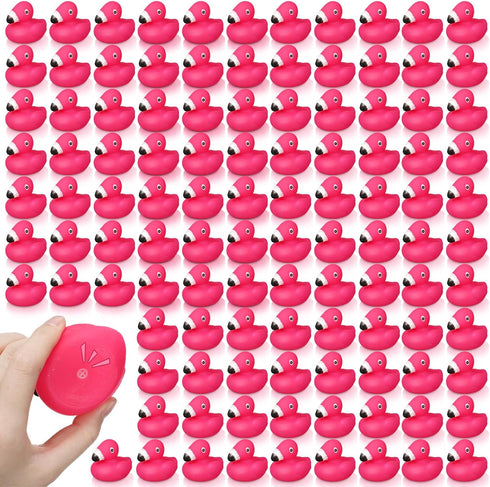 Honoson Flamingo Rubber Duckies, 50 Pcs - Pink Floating Bath Toys for Baby Shower Party Favors & Classroom Prizes