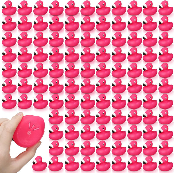 Honoson Flamingo Rubber Duckies, 50 Pcs - Pink Floating Bath Toys for Baby Shower Party Favors & Classroom Prizes