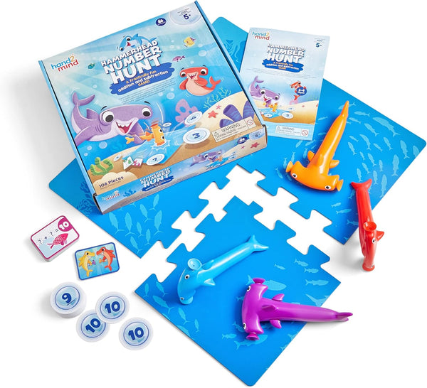 hand2mind Hammerhead Number Hunt! Math Game - Educational Board Games for Kids Ages 5-7, Family Game Night