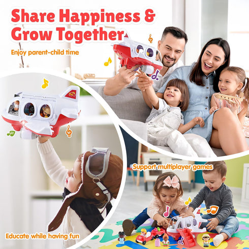 2+ PLAY Airplane Toy for Kids - Toddler Airplane Toys Travel Plane Toys for Kids Years Old with Small Figures & Baggage