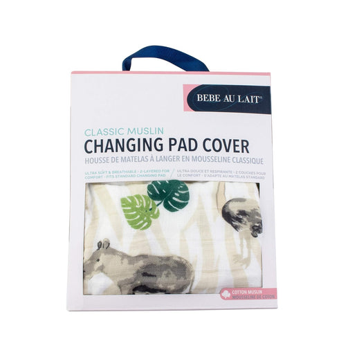 2-Layer 100% 36" 18" 6"- Bebe au Lait Premium Muslin Changing Pad Cover - Elasticized Fit, Safety Strap Holes