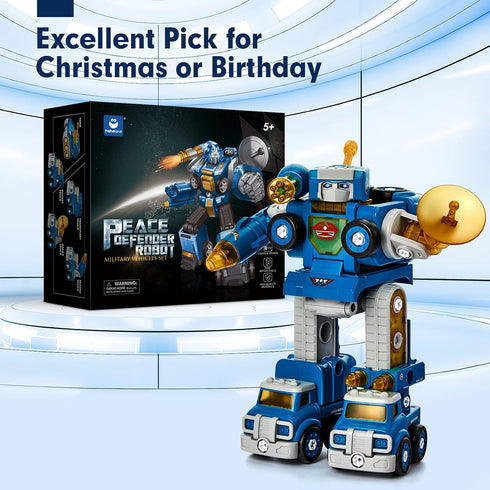 hahaland Toys for Ages 5-7 | 5 in 1 STEM Take Apart Trucks Transform to Robot, Birthday Gift for Boys