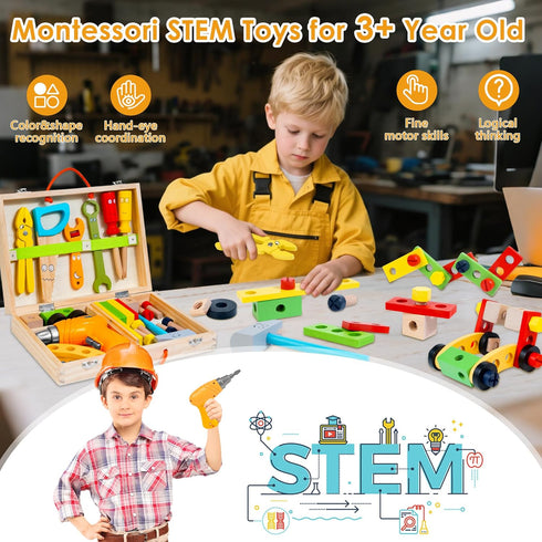 Set Set 3-5 KIDWILL Kids Tool with Electric Drill & DIY Stickers, Toddler Tool for Kids Ages Year Old Boys Girls