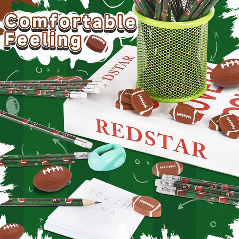 36 Set Football Pencils and Football Erasers, Sport Pencils & Erasers, Fun Birthday Pencils for Kids, Football Party