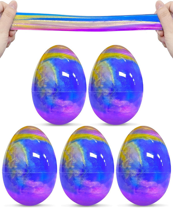 Greingways 5 Pack Prefilled Easter Eggs Galaxy Slime Toys, Teens Easters Basket