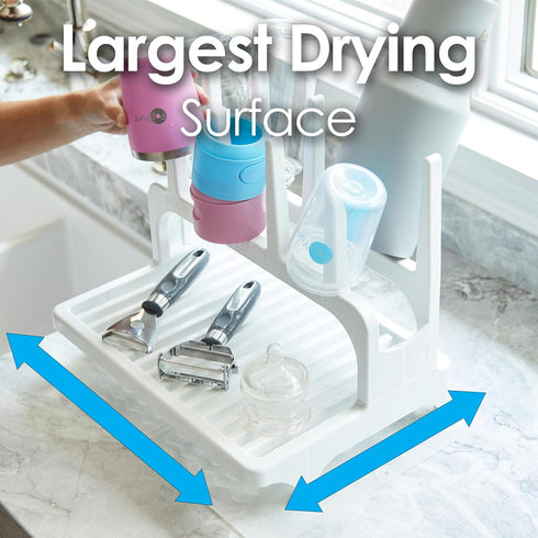 100% countertop PopYum Seattle Gray Space Saving Drying Rack from Recycled Bottles with Clear Frosted Silicone Drying