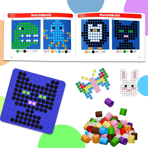 500 10 Counting STEM Toys Pixel Art Kit for Kids, Pcs Colors Pixel Bricks Challenge Fine Motor Skills Game Educational