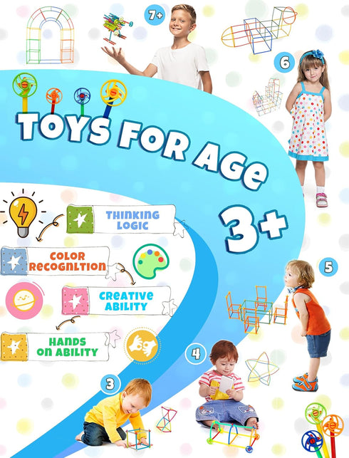 Straw Constructor Toy STEM Building Toys Set - 600P Interlocking Plastic Educational Engineering Kit for 3-12 Years Boy