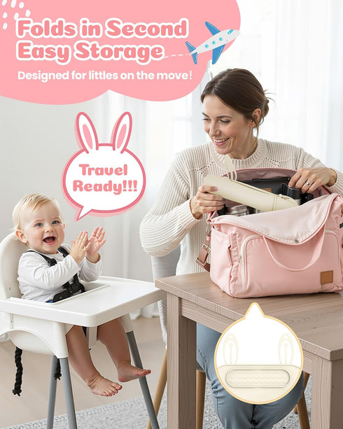 Captainbear 2Pack Silicone Placemats for Baby&Kid, Stain-Proof Non-Slip Baby Place Mat for Restaurant Highchair& Home