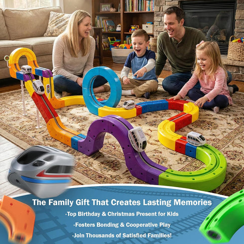 BFTDjanus 3D Set, 3-6, Girls(51 Infinity Track Magnetic Train for Toddlers Ages Flexible & Buildable Railway Toys