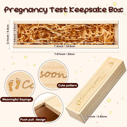 Qunclay Pregnancy Test Keepsake Box Surprise Pregnancy Announcement Box Wooden Baby for Husband Grandparents Baby