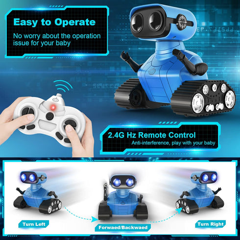 Hamourd 5+ Robot Toys for Boys Girls, Rechargeable Remote Control Emo Robots with Auto-Demonstration, Flexible Head