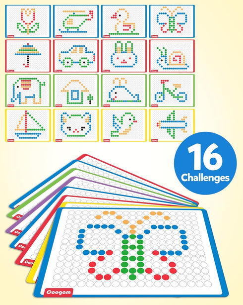 3 4 5 6 Coogam Magnetic Drawing Board, Large Magnet Doodle Board with Pen and Dot Beads, Color Shape Pattern Art Pad