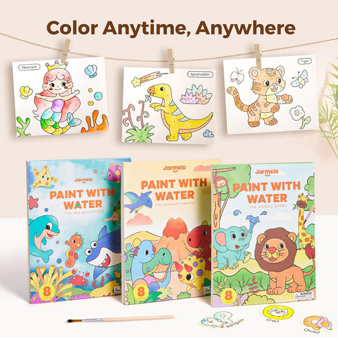 1-3, 2-4, 4-6, Jar Melo Paint with Water Books for Toddlers, Mess Free Watercolor Painting Activity for Kids Ages Art