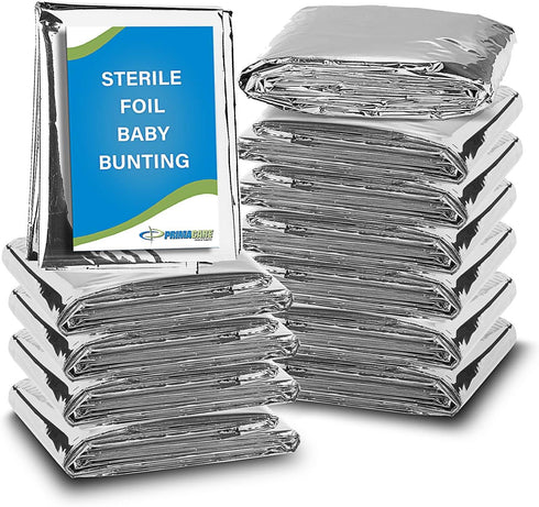 Primacare CB-6835-CS Pack of 12 Sterile Foil Baby Bunting Blankets for Newborns