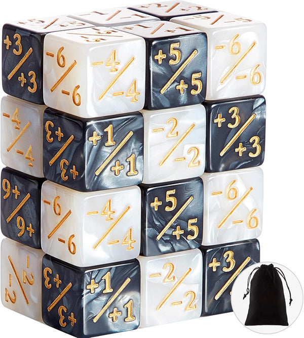 Sumind 24 Pieces MTG Dice Counters Token Dice, Glitter D6 Dice Cube Loyalty Counter Dice for Card Gaming