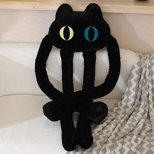 Long Cat Plush Pillow, 39" Cute Black Kawaii Soft Plushies, Big Stuffed Animals Gift for Kids Girlfriend