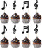 Gyufise 24Pcs Music Notes Cupcake Toppers Black Glitter Musical Symbol Cupcake Picks