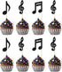 Gyufise 24Pcs Music Notes Cupcake Toppers Black Glitter Musical Symbol Cupcake Picks