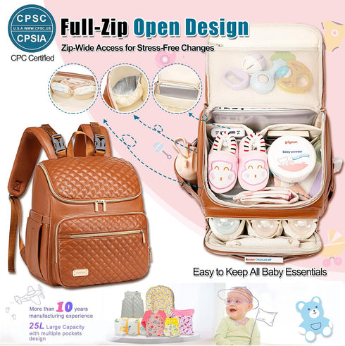 Backpack Backpack,Baby Straps,5 Weitars Diaper Bag Leather Baby Diaper Bag with Changing Pad Travel Diaper Bag