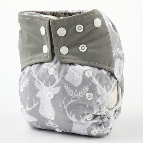 Sigzagor 3 Pack) AIll in One Cloth Diapers Nappies for Night AIO Sewn in Insert Reusable Washable (Deer